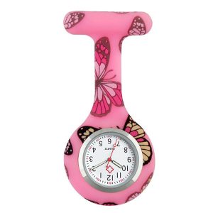Montre silicone Rose « Papillons » pour infirmière