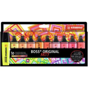 Surligneurs Stabilo Boss ® Original ARTY – x10 Couleurs Chaudes