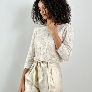 CALIBAN – Crop Top en dentelle de Calais OR